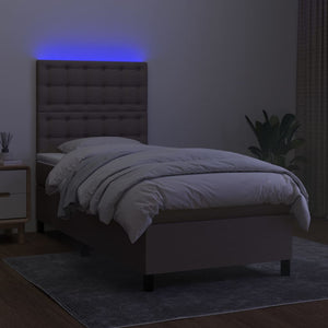 Letto a Molle con Materasso e LED Tortora 90x200 cm in Tessuto 3135169