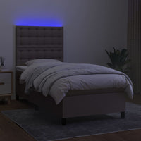 Letto a Molle con Materasso e LED Tortora 90x200 cm in Tessuto 3135169