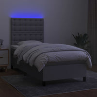 Letto a Molle Materasso e LED Grigio Chiaro 100x200 cm Tessuto cod mxl 66464