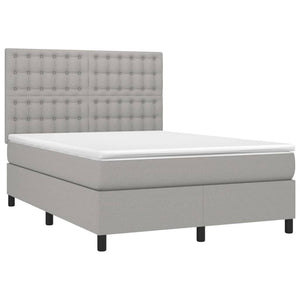Letto a Molle Materasso e LED Grigio Chiaro 140x190 cm Tessuto 3135189