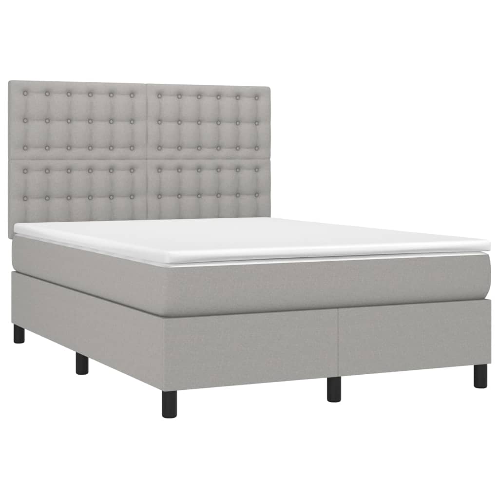 Letto a Molle Materasso e LED Grigio Chiaro 140x190 cm Tessuto 3135189