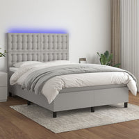 Letto a Molle Materasso e LED Grigio Chiaro 140x200 cm Tessuto cod mxl 37313