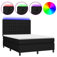 Letto a Molle con Materasso e LED Nero 140x200 cm in Tessuto 3135199