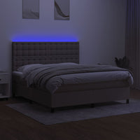 Letto a Molle con Materasso e LED Tortora 160x200 cm in Tessuto cod mxl 52183