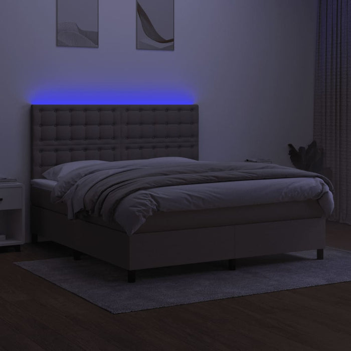 Letto a Molle con Materasso e LED Tortora 160x200 cm in Tessuto cod mxl 52183