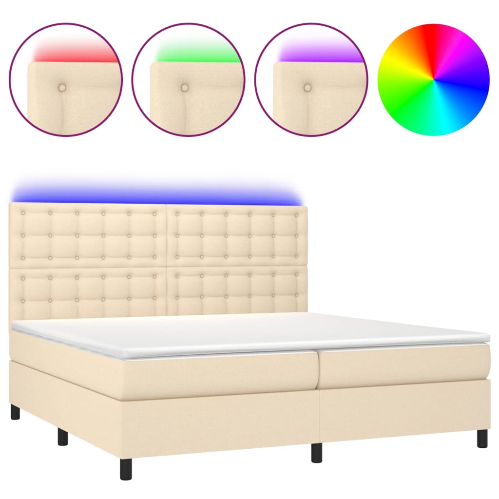 Letto a Molle Materasso e LED bianco 200x200cm in Tessuto cod mxl 59835