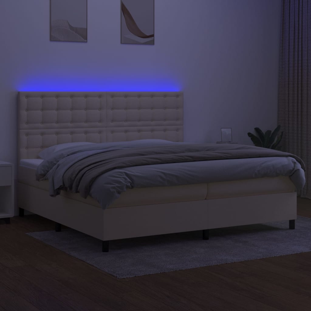 Letto a Molle Materasso e LED bianco 200x200cm in Tessuto cod mxl 59835