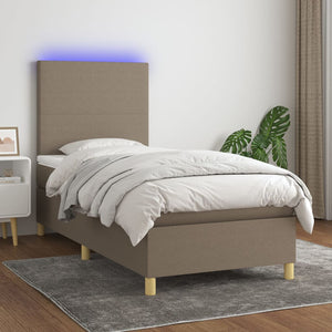 Letto a Molle con Materasso e LED Tortora 80x200 cm in Tessuto cod mxl 62701