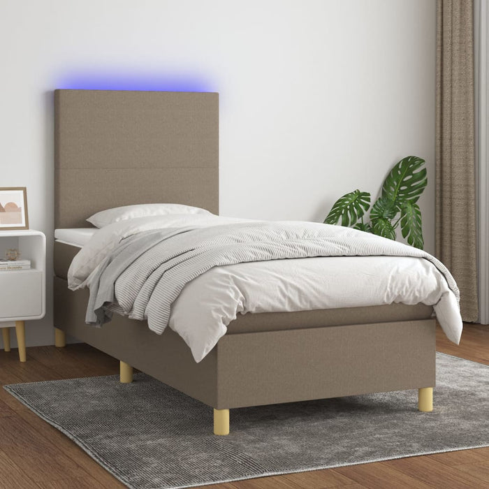 Letto a Molle con Materasso e LED Tortora 80x200 cm in Tessuto 3135233