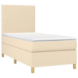Letto a Molle con Materasso e LED Crema 80x200 cm in Tessuto 3135234