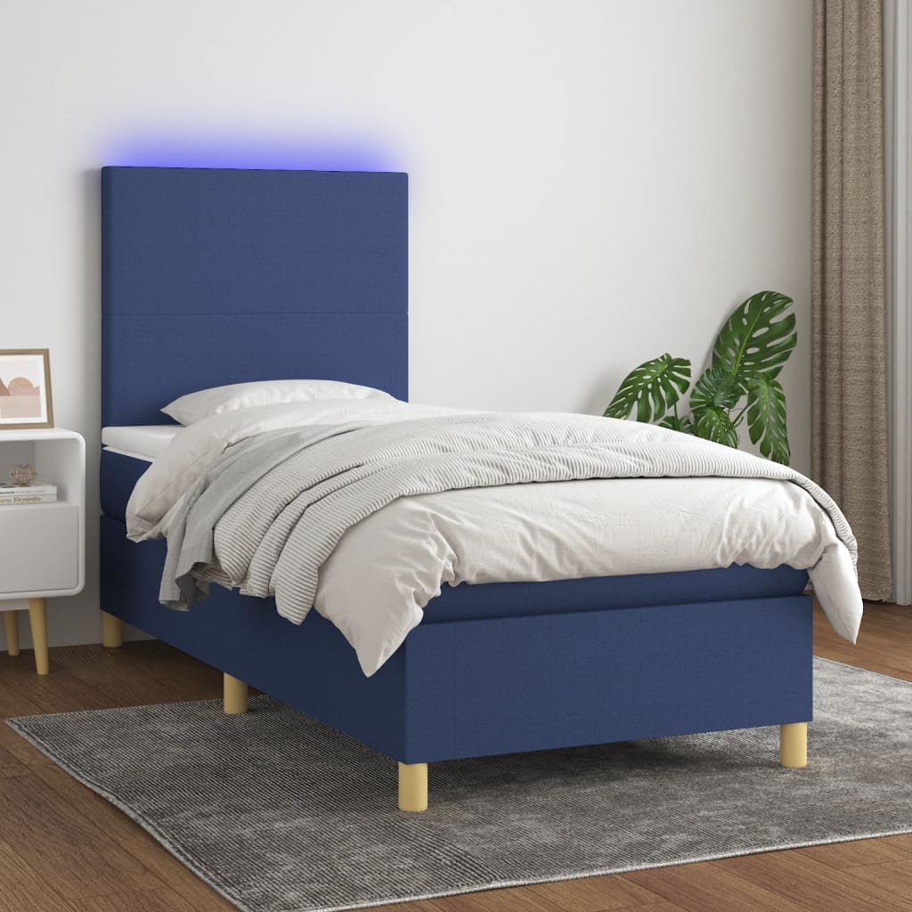 Letto a Molle con Materasso e LED Blu 80x200 cm in Tessuto 3135235