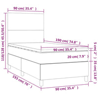 Letto a Molle con Materasso e LED-Struttura Letto con Materasso Crema 90x190 cm in Tessuto 406906
