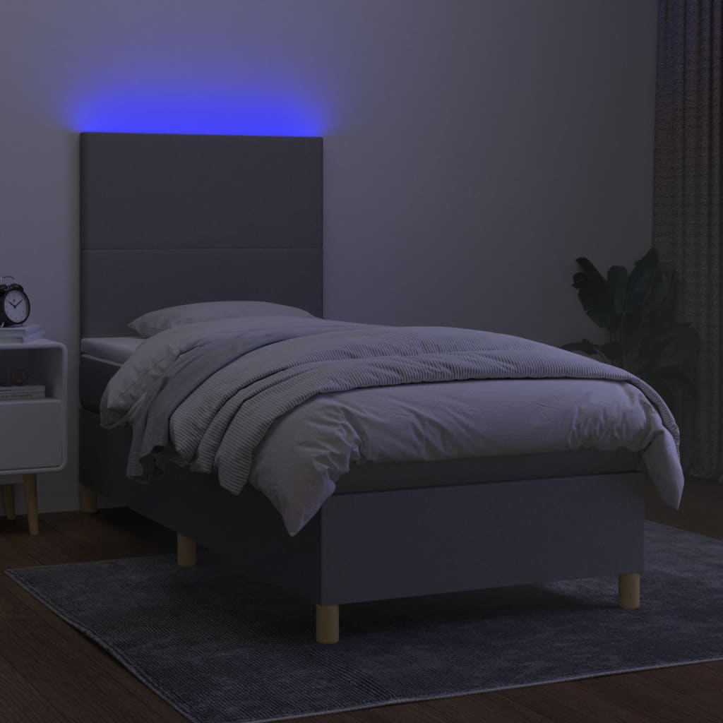 Letto a Molle Materasso e LED Grigio Chiaro 90x200 cm Tessuto cod mxl 62064
