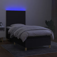 Letto a Molle con Materasso e LED Nero 100x200 cm in Tessuto 3135255
