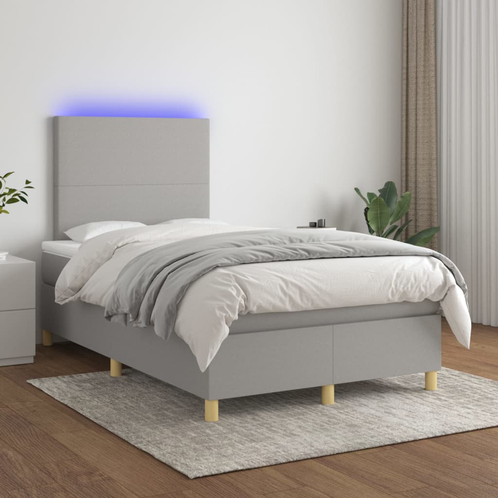 Letto a Molle Materasso e LED Grigio Chiaro 120x200 cm Tessuto cod mxl 63371