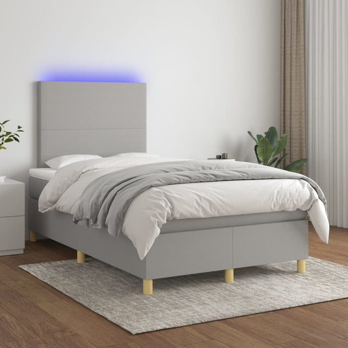 Letto a Molle Materasso e LED Grigio Chiaro 120x200 cm Tessuto cod mxl 63371