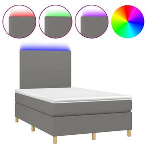 Letto a Molle Materasso e LED Grigio Scuro 120x200cm in Tessuto cod mxl 60003