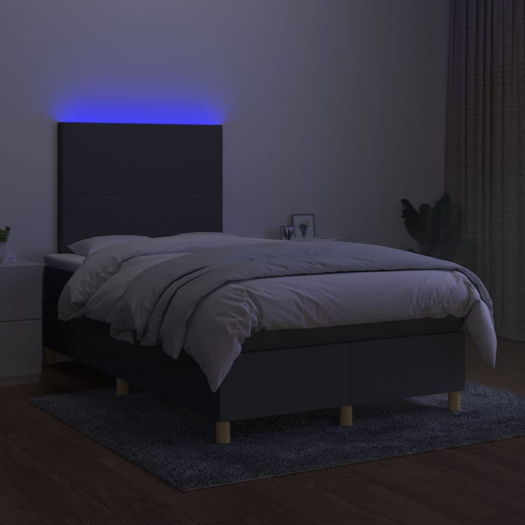 Letto a Molle Materasso e LED Grigio Scuro 120x200cm in Tessuto cod mxl 60003