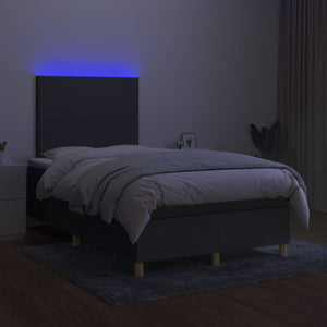 Letto a Molle Materasso e LED Grigio Scuro 120x200cm in Tessuto cod mxl 60003