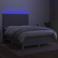 Letto a Molle Materasso e LED Grigio Chiaro 140x190 cm Tessuto 3135269