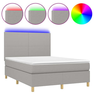 Letto a Molle Materasso e LED Grigio Chiaro 140x200 cm Tessutocod mxl 122935