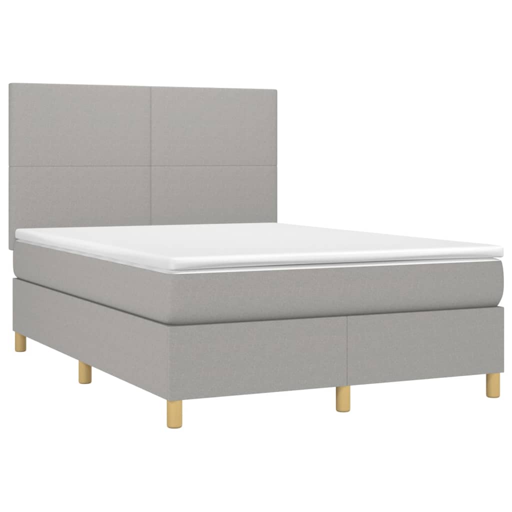 Letto a Molle Materasso e LED Grigio Chiaro 140x200 cm Tessuto 3135277