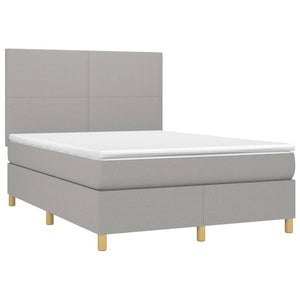 Letto a Molle Materasso e LED Grigio Chiaro 140x200 cm Tessutocod mxl 122935