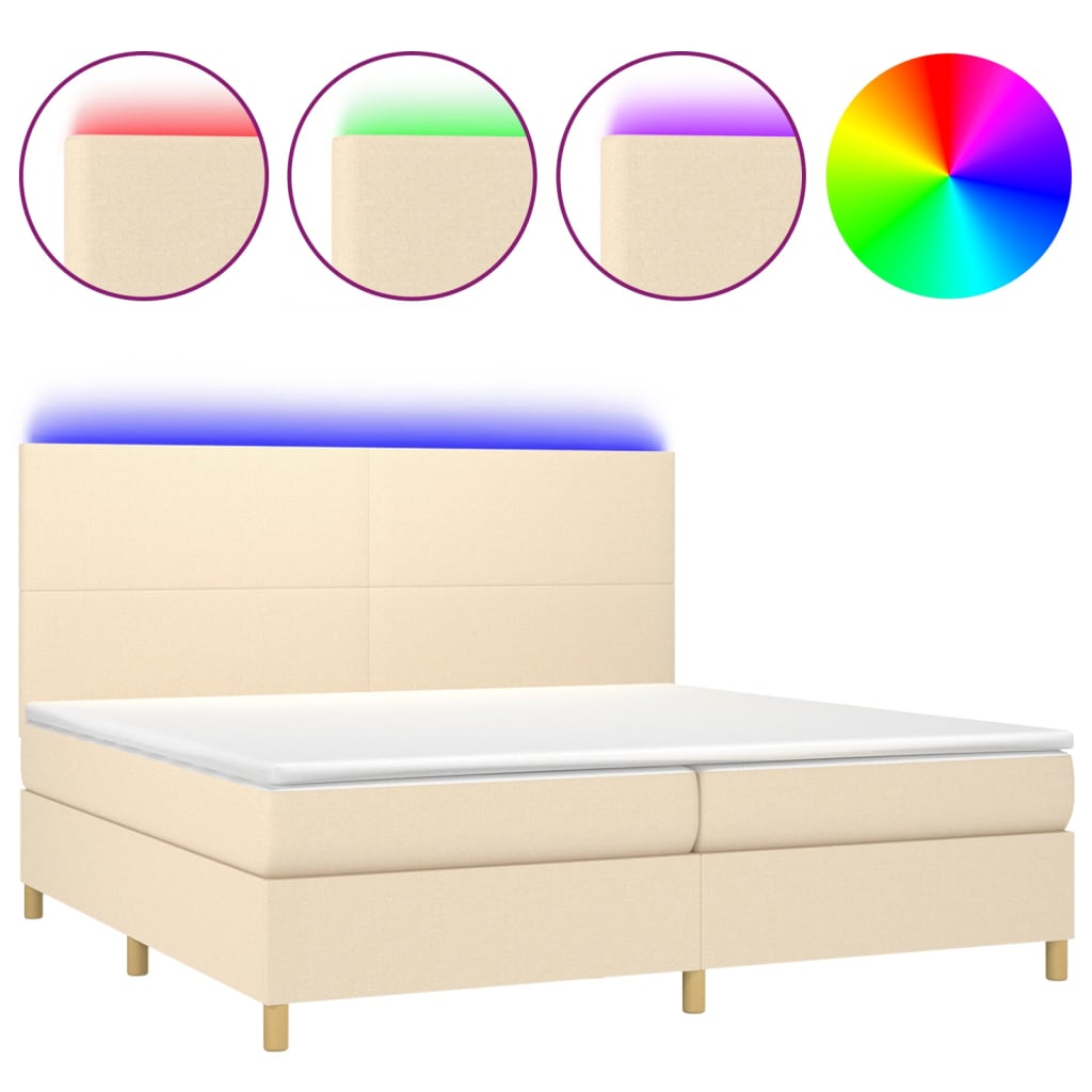 Letto a Molle Materasso e LED bianco 200x200cm in Tessuto 3135306