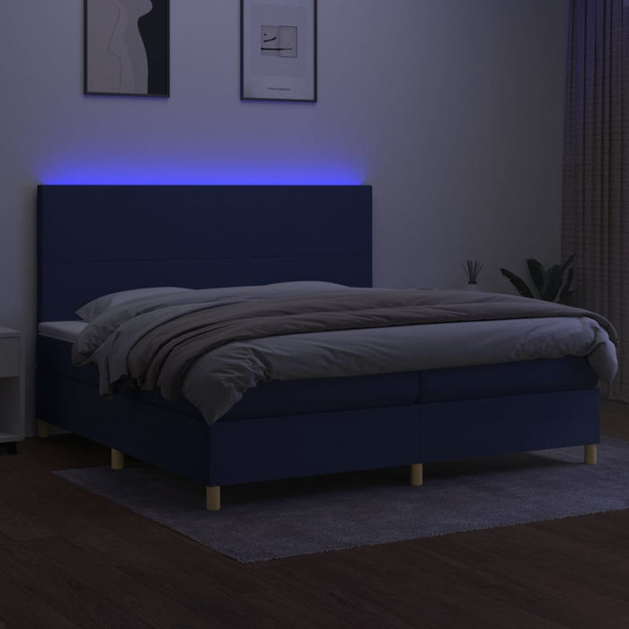 Letto a Molle Materasso e LED Blu 200x200cm in Tessuto cod mxl 59011