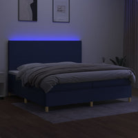Letto a Molle Materasso e LED Blu 200x200cm in Tessuto 3135307