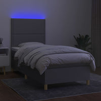 Letto a Molle Materasso e LED Grigio Chiaro 90x200 cm Tessuto 3135325
