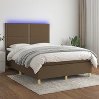Letto a Molle Materasso e LED MarroneScuro 140x190cm in Tessuto cod mxl 59924