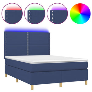 Letto a Molle con Materasso e LED Blu 140x190 cm in Tessuto 3135355