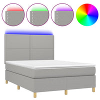 Letto a Molle Materasso e LED Grigio Chiaro 140x200 cm Tessutocod mxl 75013