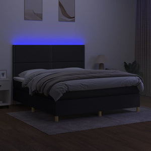 Letto a Molle con Materasso e LED Nero 160x200 cm in Tessuto 3135367