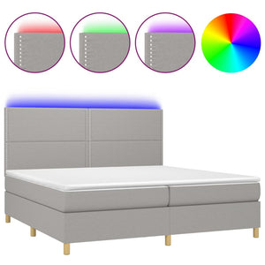 Letto a Molle Materasso e LED Grigio Chiaro 200x200 cm Tessuto 3135381