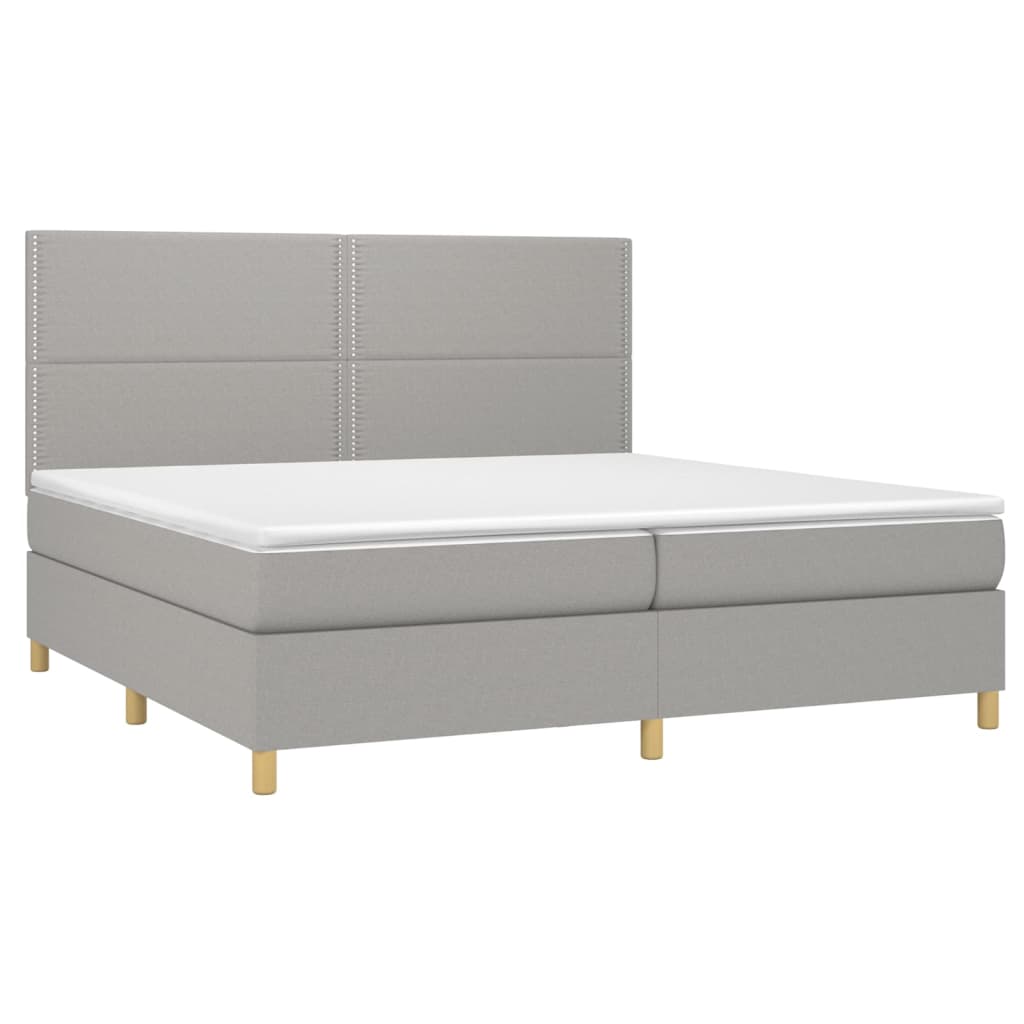 Letto a Molle Materasso e LED Grigio Chiaro 200x200 cm Tessuto 3135381