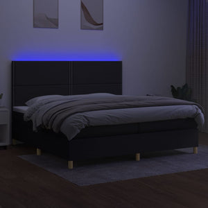 Letto a Molle Materasso e LED Nero 200x200cm in Tessuto 3135383