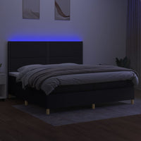 Letto a Molle Materasso e LED Nero 200x200cm in Tessuto 3135383