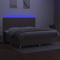 Letto a Molle Materasso e LED tortora 200x200cm in Tessuto 3135385