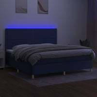 Letto a Molle Materasso e LED Blu 200x200cm in Tessuto 3135387