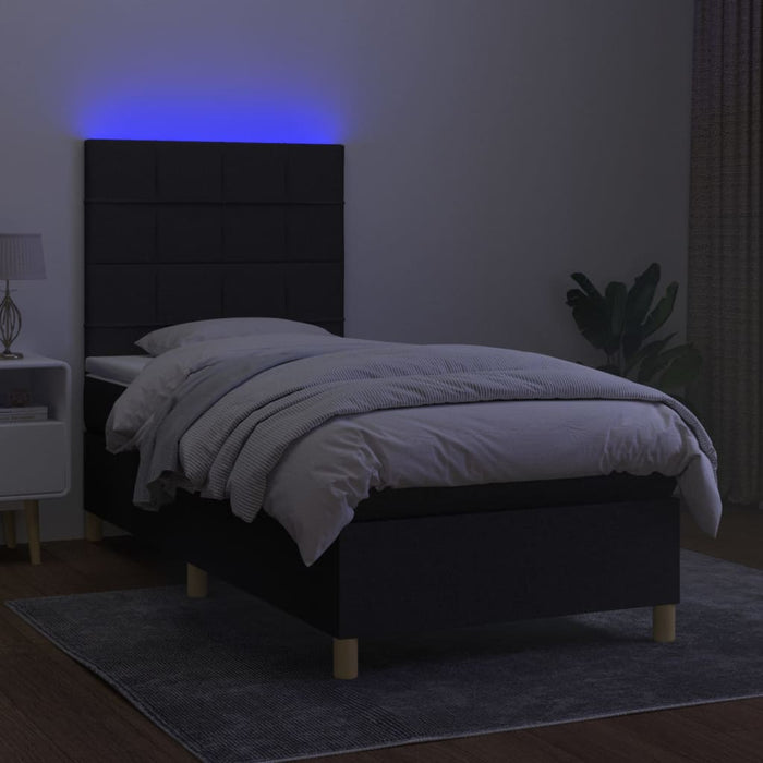 Letto a Molle con Materasso e LED Nero 80x200 cm in Tessuto 3135391