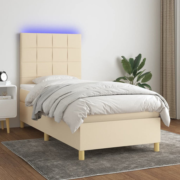Letto a Molle con Materasso e LED Crema 80x200 cm in Tessutocod mxl 99009