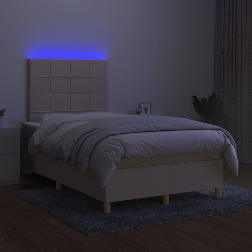 Letto a Molle con Materasso e LED Crema 120x200cm in Tessuto cod mxl 63098