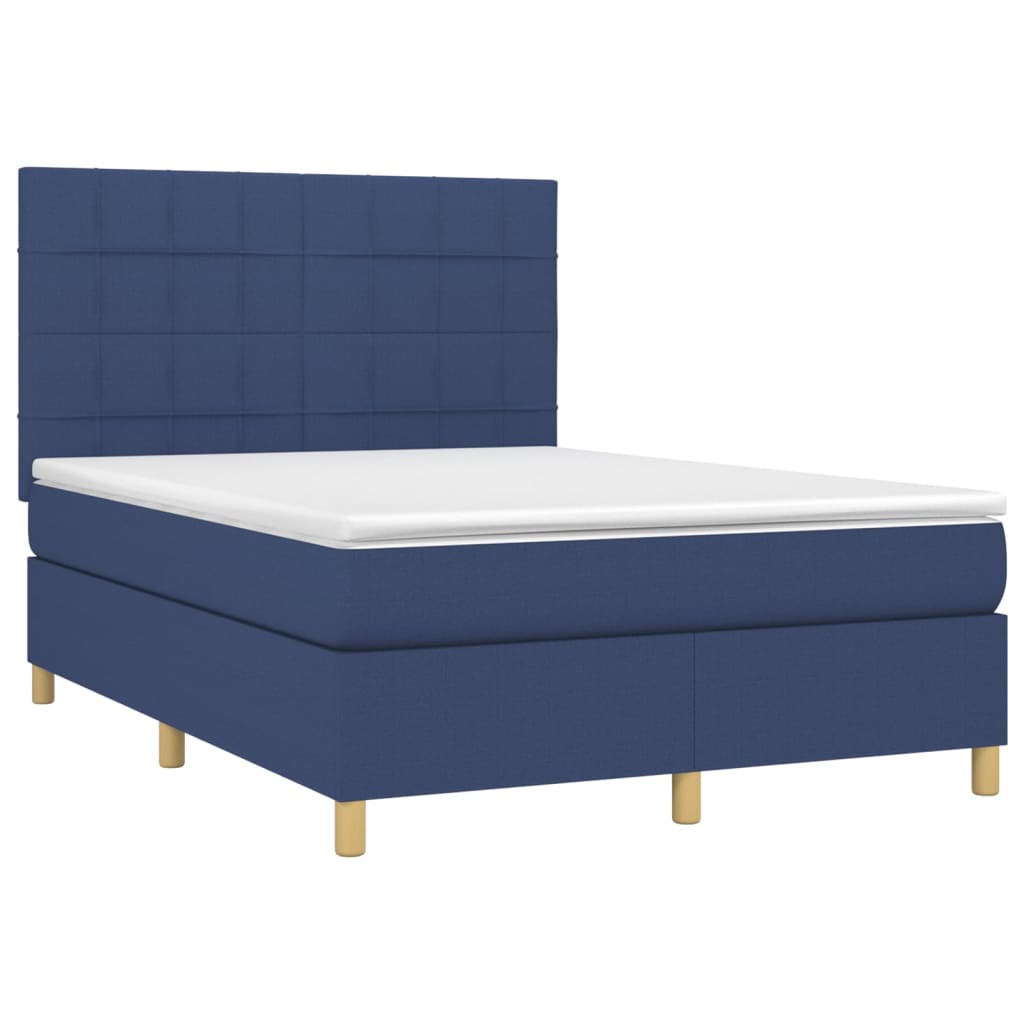 Letto a Molle con Materasso e LED Blu 140x190 cm in Tessuto 3135435