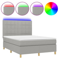 Letto a Molle Materasso e LED Grigio Chiaro 140x200 cm Tessuto 3135437