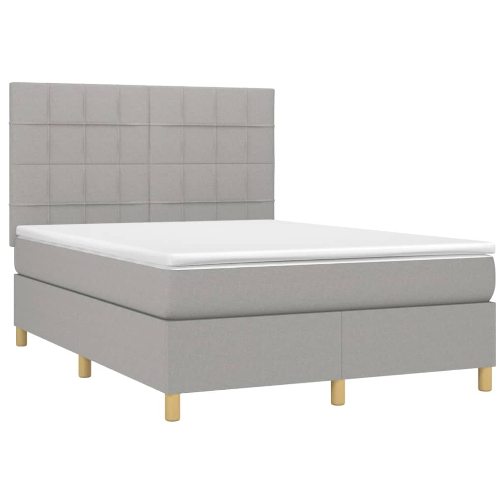 Letto a Molle Materasso e LED Grigio Chiaro 140x200 cm Tessuto 3135437