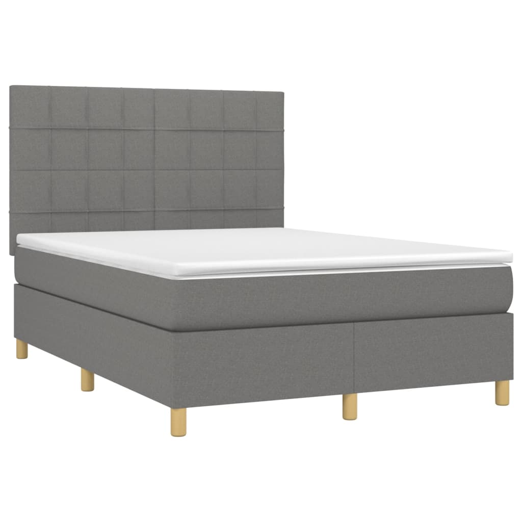 Letto a Molle Materasso e LED Grigio Scuro 140x200cm in Tessutocod mxl 99006