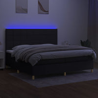 Letto a Molle Materasso e LED Nero 200x200cm in Tessuto 3135463