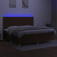 Letto a Molle Materasso e LED Marronescuro 200x200cm in Tessuto 3135464